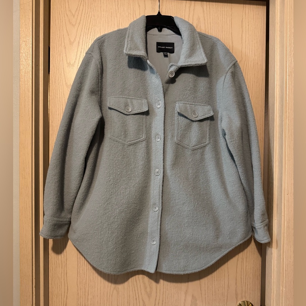 Hilary Radley Dusty Blue Fleece Shacket size XXL
